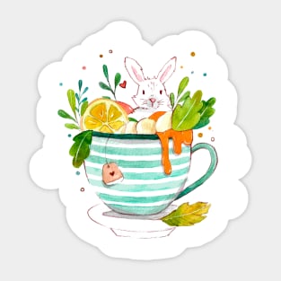Bunny watercolor in a cup Sticker